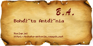 Boháts Antónia névjegykártya